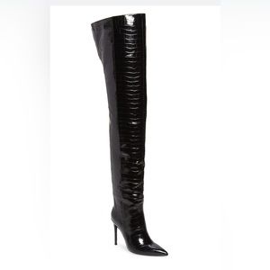Jeffrey Campbell croc thigh high boots